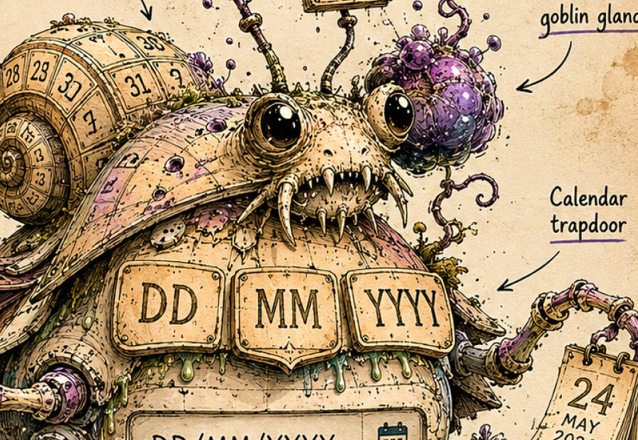 Close-up field notes illustration of Calendarius Ambiguus, the date field specimen.